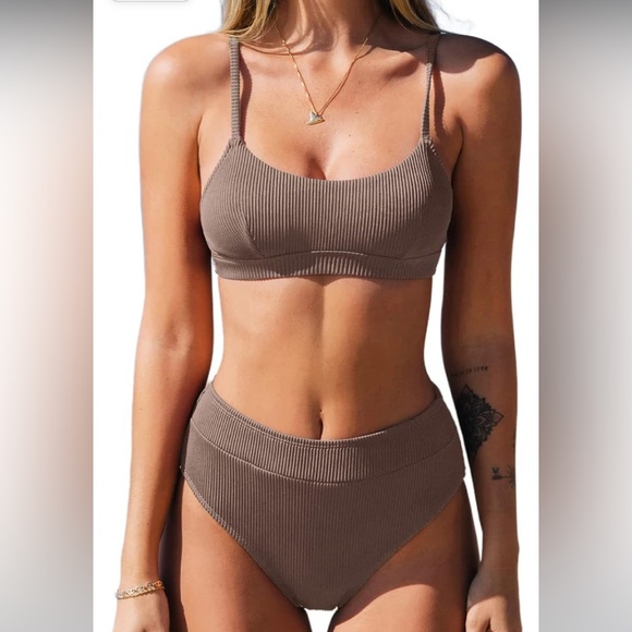 ~Women's Bikini Set Two Piece Swimsuit High Waisted Scoop Neck~ - Picture 1 of 6